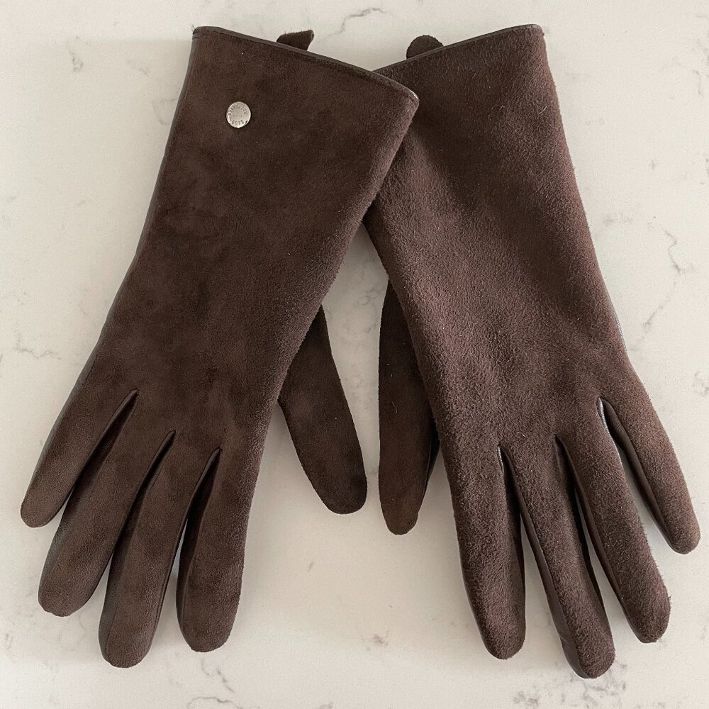 Club Rochelier Classic 100% Genuine Leather Gloves w Poly Lining Brown Sz S